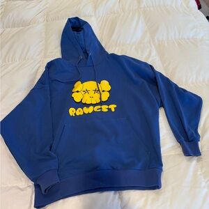 Blue Hoodie with Yellow Graphic